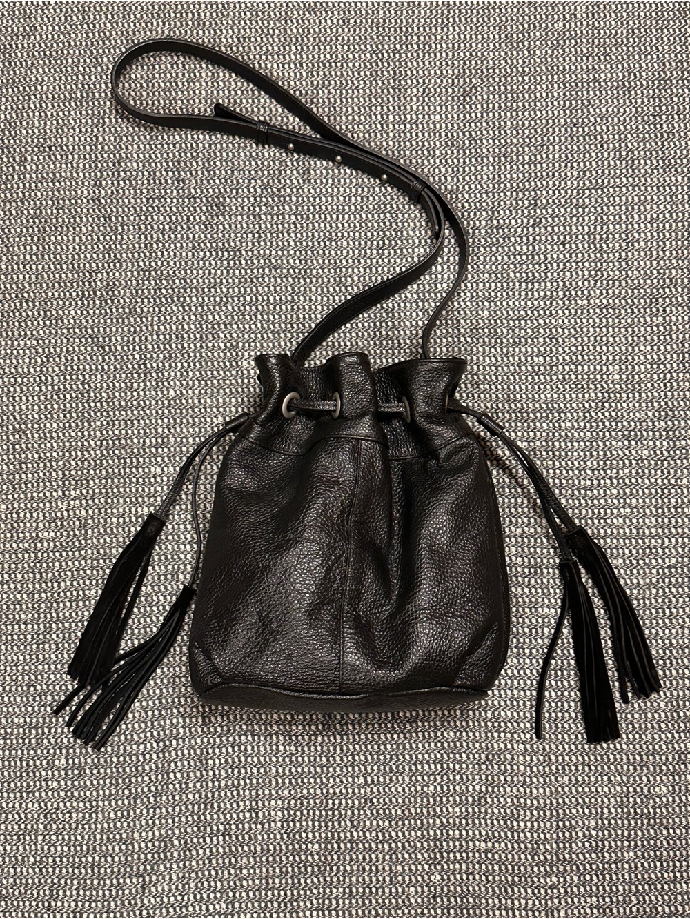 American Eagle Outfitters Black Leather Bucket Hobo Purse Bag